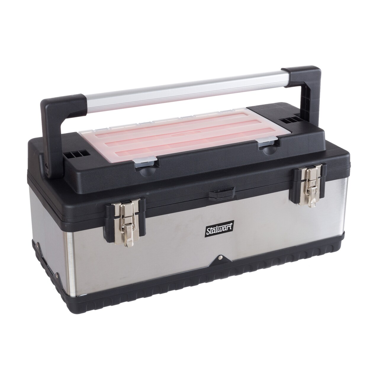 Stalwart Tool Box Small Parts Organizer 18 Bins Removable Tray Black Orange